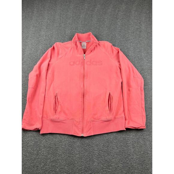 Adidas Women's Coral Pink Full-Zip Activewear Jacket Size Large - Picture 1 of 5